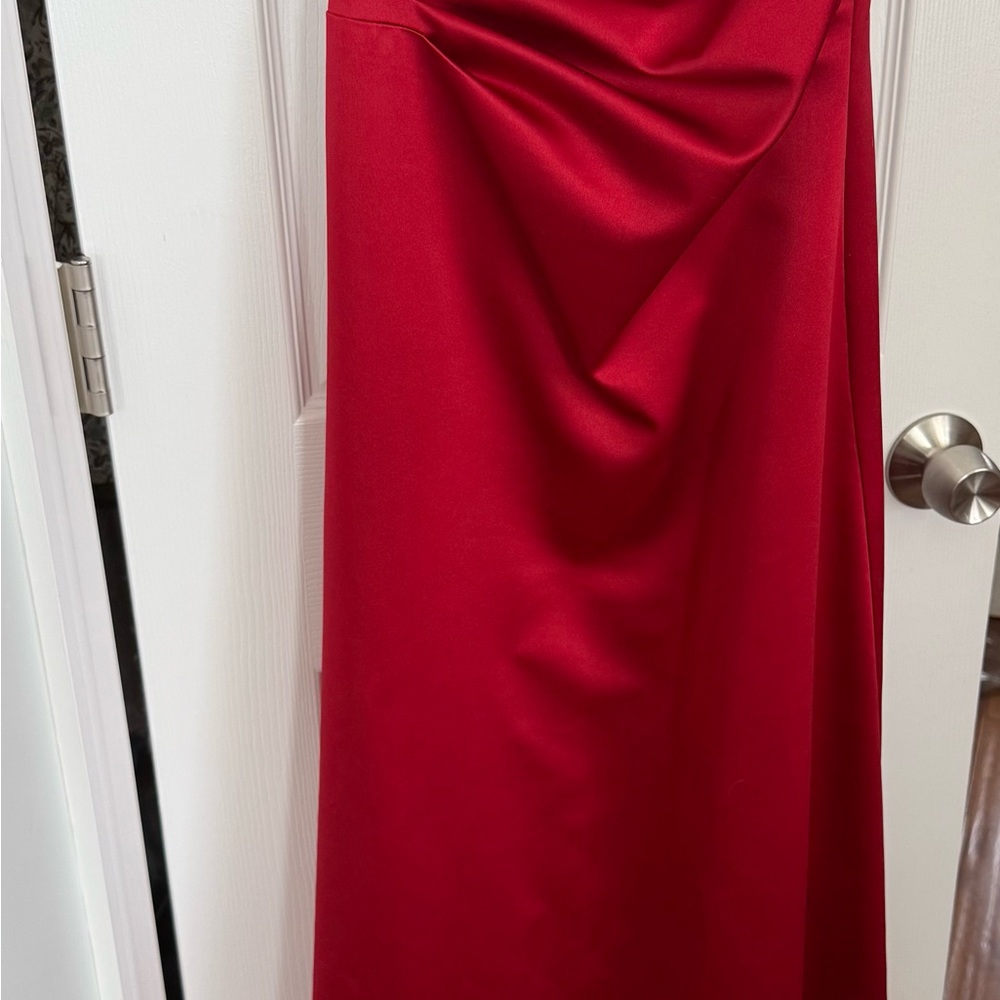 Strapless Red Evening Dress